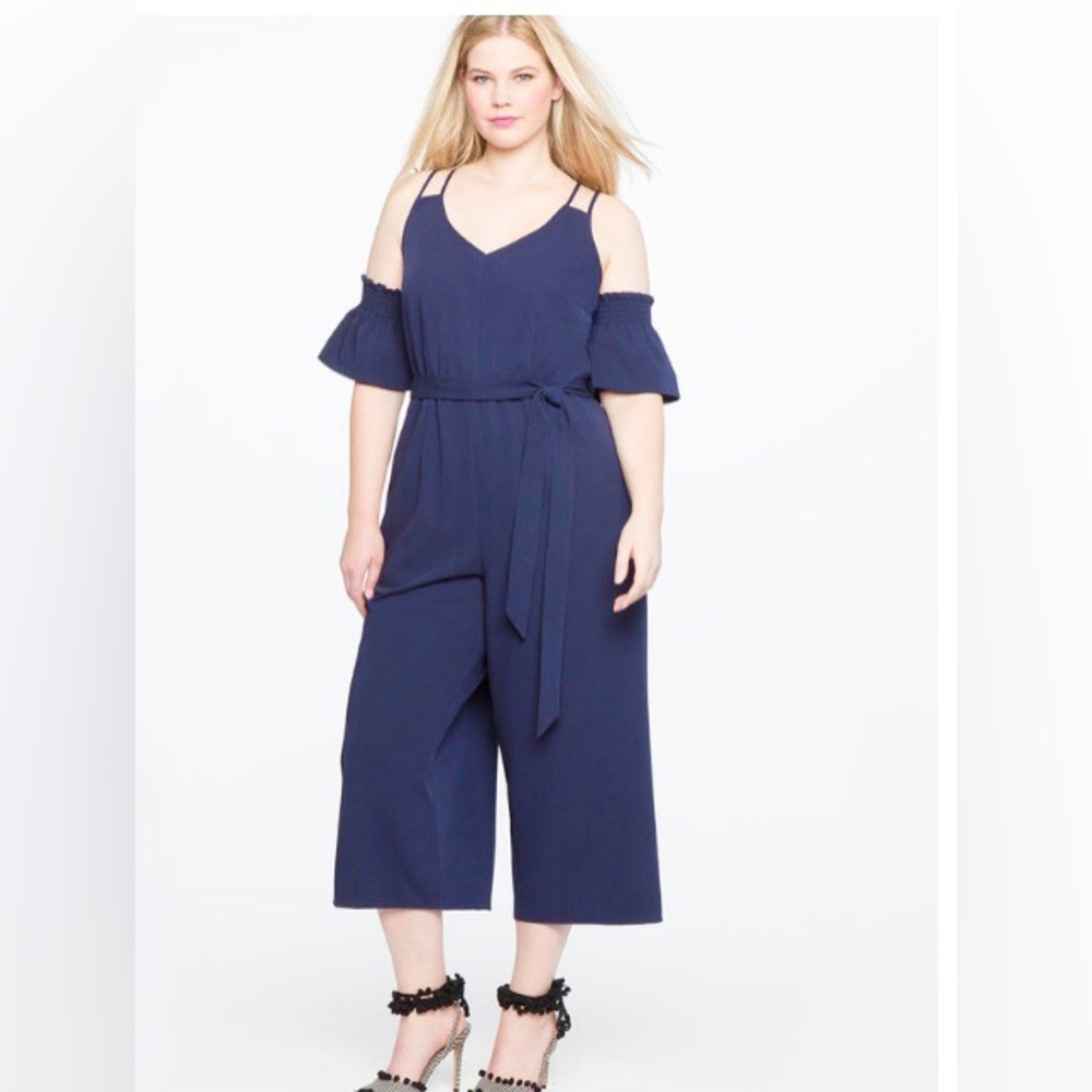 Cold Shoulder Cropped Leg Jumpsuit
